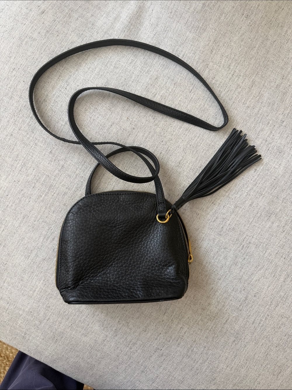 HOBO Black Leather Crossbody with Tassel Accent